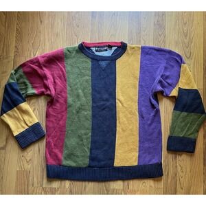New River‎ For J Riggings Color Block Men's Sweater Size L Rare Design Vintage